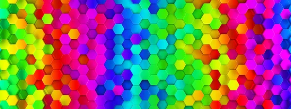 Abstrakt ljusa och färgglada hexagon mosaik tapeter eller bakgro — Stockfoto