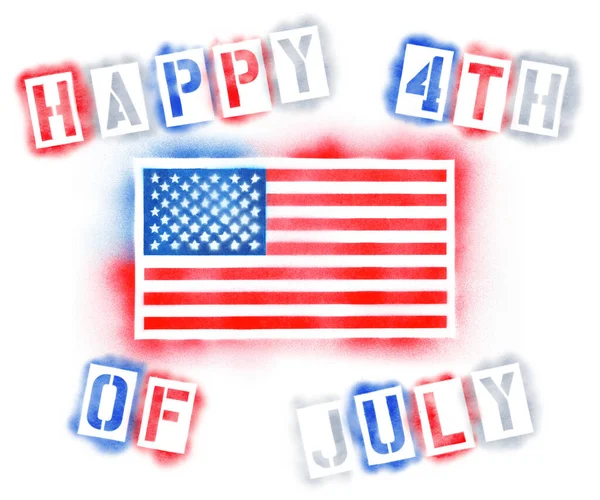 Fourth July Αμερικανική Σημαία Χρώμα Σπρέι Στένσιλ Φόντο — Φωτογραφία Αρχείου