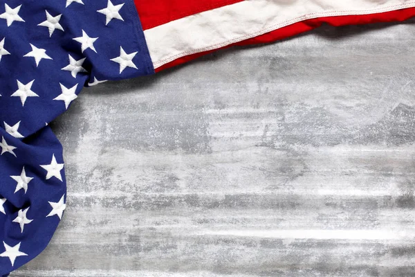 American Flag Worn White Wooden Background Usa Memorial Day Veteran — Stock Photo, Image