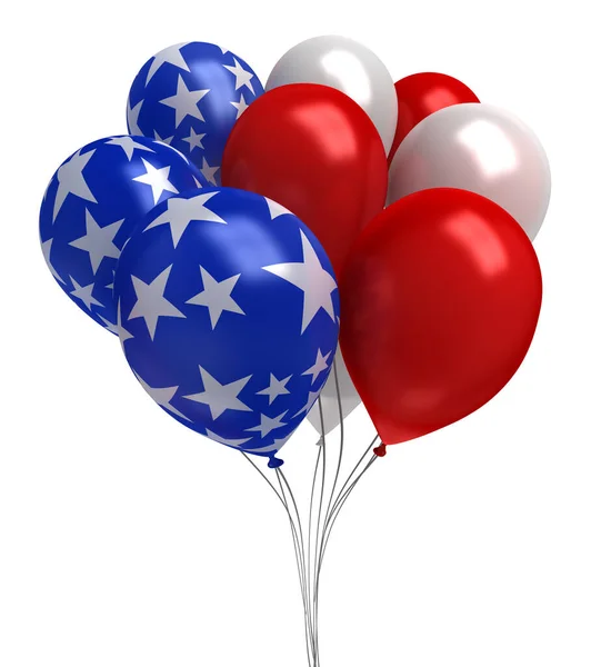 Red White Blue Balloons Isolated White — Stock Photo, Image
