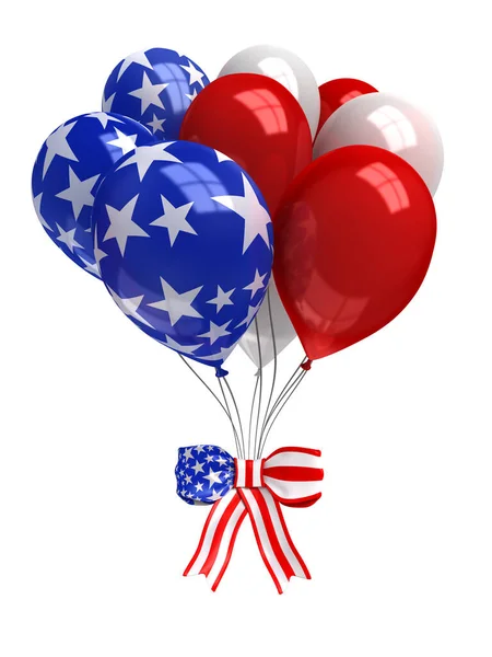 Red White Blue Balloons Isolated White — Stock Photo, Image