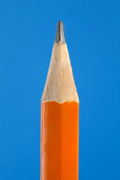 Close Yellow Pencil Tip Blue Background — Stock Photo, Image