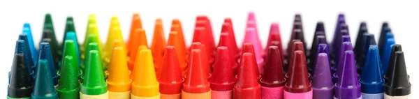 Row Crayons Rainbow Colors Isolated White — Stock Photo, Image