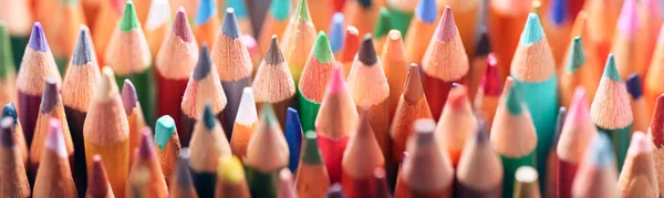 Collection Used Worn Colored Pencils Art School Background — Stock Photo, Image