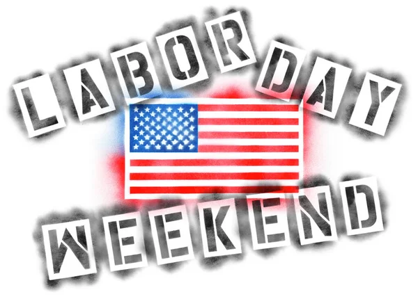 Amerikanische Flagge Und Text Zum Labor Day Weekend Sprühfarbe Auf — Stockfoto