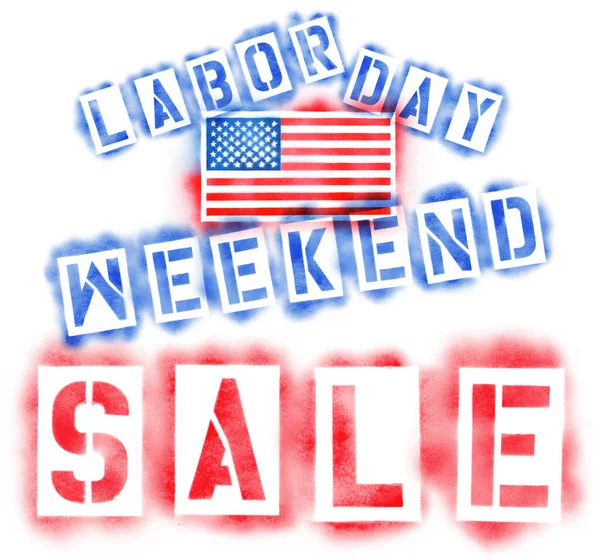Amerikaanse Vlag Dag Van Arbeid Weekend Verkoop Tekst Rood Wit — Stockfoto