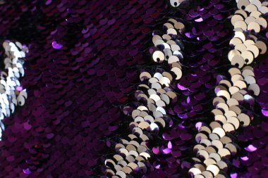 Yuvarlak şekil el yapımı makro görünüm glitter arka plan parlak malzeme payetler ve payetler küçük düz pul Makro fotoğraf Doku