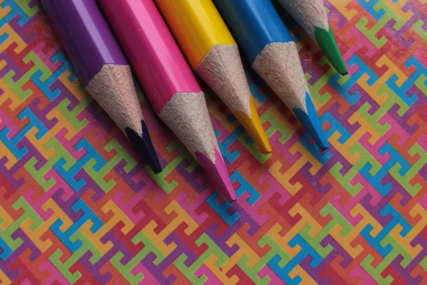 Lápices Colores Macro Vista Elementos Para Creatividad Cerca Sobre Fondo — Foto de Stock