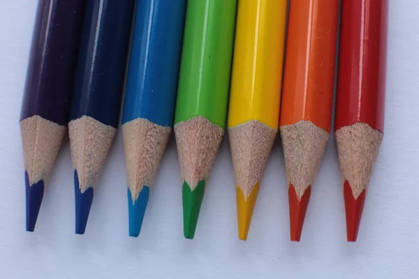Crayons Couleur Macro Photographie Éléments Pour Créativité Macro Vue Sur — Photo