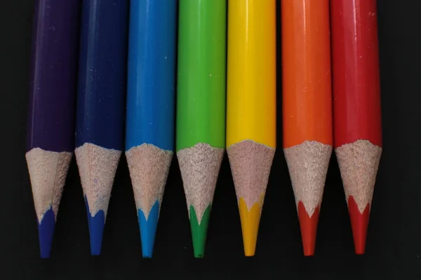 Color Pencils Macro Photography Items Creativity Macro View Bright Black — Stock Photo, Image