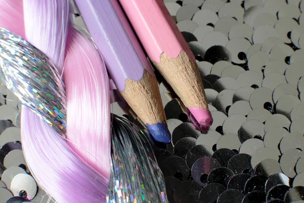 Crayons Couleur Vue Macro Éléments Pour Créativité Gros Plan Sur — Photo