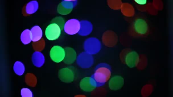 Flashing Círculos Coloridos Guirlanda Como Bokeh Forma Incomum — Vídeo de Stock