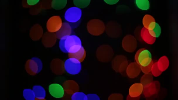 Flashing Círculos Coloridos Guirlanda Como Bokeh Forma Incomum — Vídeo de Stock