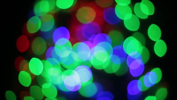 Círculos Colores Intermitentes Guirnalda Como Bokeh Forma Inusual — Vídeos de Stock