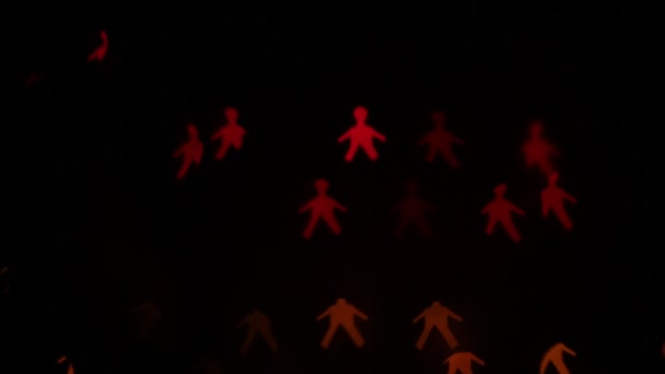 Figures Colorées Clignotantes Des Hommes Une Guirlande Lumières Forme Lumineuse — Video