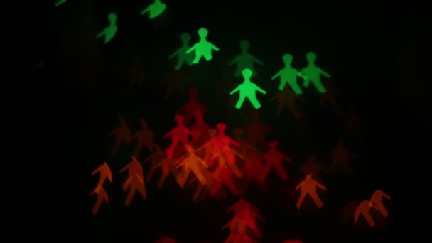 Piscando Figuras Coloridas Homens Uma Grinalda Luzes Forma Brilhante Incomum — Vídeo de Stock