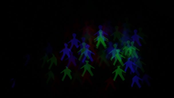 Flashing Colorful Figures Men Garland Lights Unusual Bright Shape — Stock Video