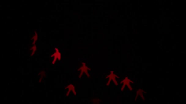 Lampeggianti Figure Colorate Uomini Una Ghirlanda Luci Insolita Forma Luminosa — Video Stock