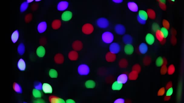 Flashing Colored Circles Garland Bokeh Unusual Shape — Stock Video