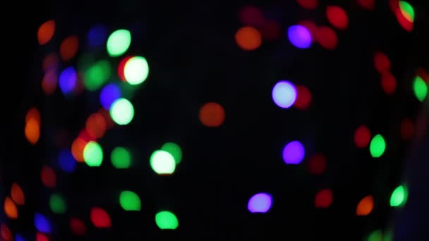 Flashing Colored Circles Garland Bokeh Unusual Shape — Stock Video