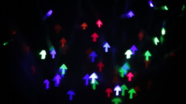 Garland Lichtgevende Vormen Pijl Verschillende Kleuren — Stockvideo
