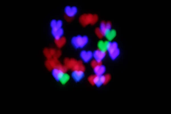 Garland Decor Glowing Shapes Small Large Different Colors Bokeh View — Stock Photo, Image