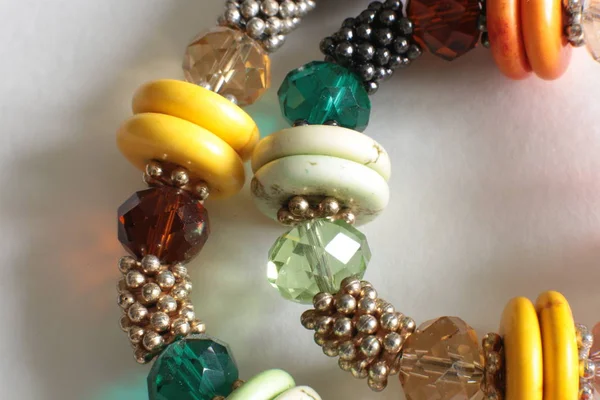 Vista Macro Collar Cristal Multicolor Piedras Brillantes Brillantes — Foto de Stock