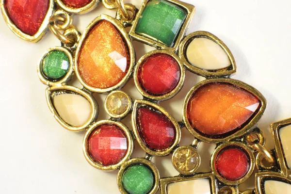 Macro View Necklace Multicolored Stones Glittering Shimmering — Stock Photo, Image