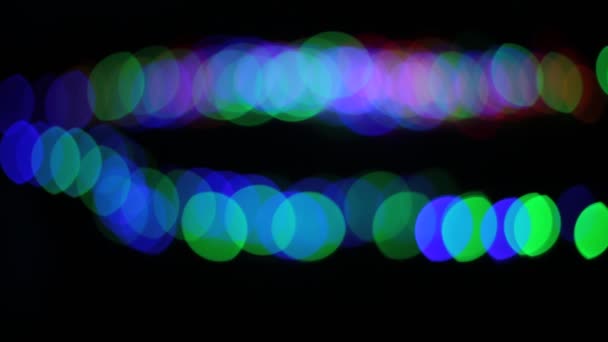 Fondo Luces Bokeh Forma Círculos Multicolores Diferentes Brillo Brillante Bombillas — Vídeos de Stock