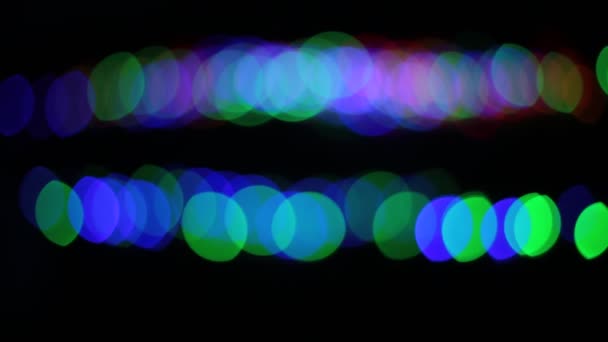 Fondo Luces Bokeh Forma Círculos Multicolores Diferentes Brillo Brillante Bombillas — Vídeo de stock