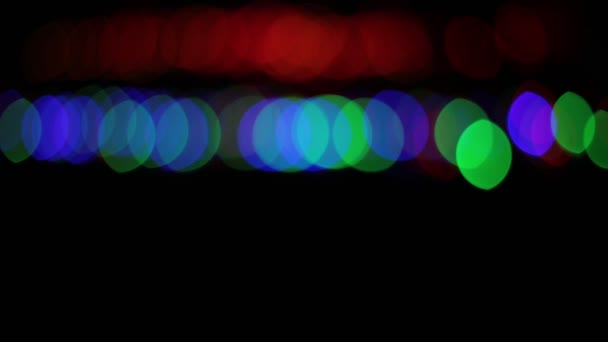 Fondo Luces Bokeh Forma Círculos Multicolores Diferentes Brillo Brillante Bombillas — Vídeos de Stock