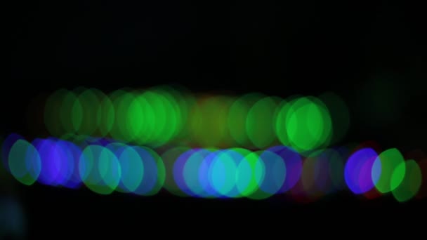 Fondo Luces Bokeh Forma Círculos Multicolores Diferentes Brillo Brillante Bombillas — Vídeos de Stock