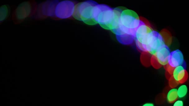 Fondo Luces Bokeh Forma Círculos Multicolores Diferentes Brillo Brillante Bombillas — Vídeo de stock