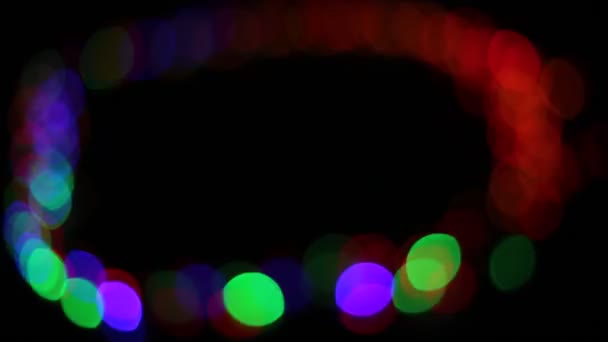 Fondo Luces Bokeh Forma Círculos Multicolores Diferentes Brillo Brillante Bombillas — Vídeos de Stock