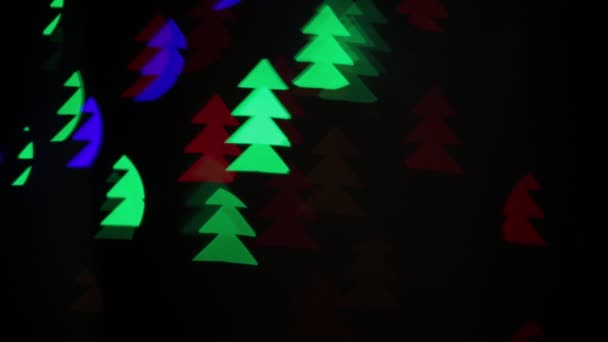 Fondo Bokeh Abstracto Árboles Multicolores Brillantes Forma Árboles Navidad Diseño — Vídeo de stock