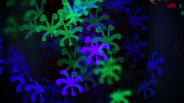 抽象散景背景的明亮多色形状的不寻常的花朵丰富的颜色设计 — 图库视频影像