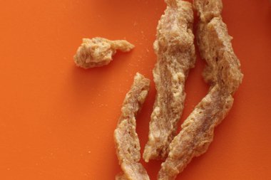 Yarı bitmiş kuru soya et vejetaryenler gıda birçok parça Sığır straganof için Vegan makro fotoğraf fasulye ürün