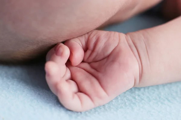 幼児は生後2ヶ月 手と小指の線の子供の手のひらのマクロ写真 — ストック写真