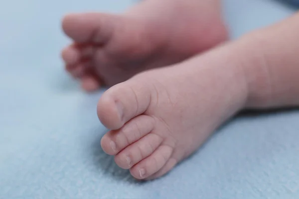幼児は生後2ヶ月 かかとと指の赤ちゃんの足のビューのマクロ写真 — ストック写真