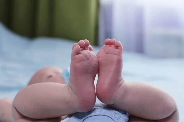 Infant Two Months Old Macro Photo Baby Feet View Heels — Stock Photo, Image