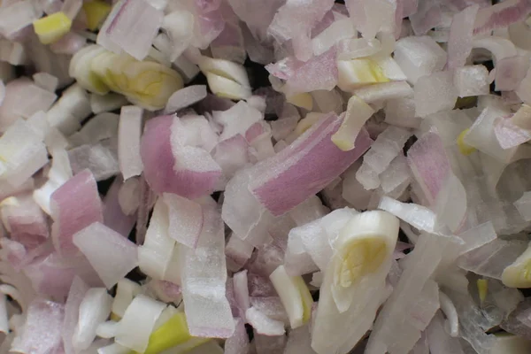 Small chopped red onions for salad, raw food for vegetarians
