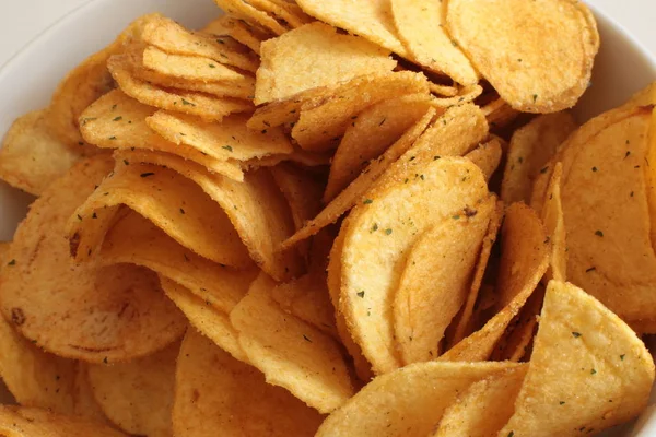 Kartoffelchips Makro Foto Hintergrund Leckerer Snack — Stockfoto