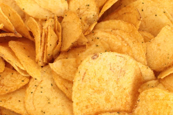 Burgonya Chips Makró Fotó Háttér Ízletes Snack — Stock Fotó
