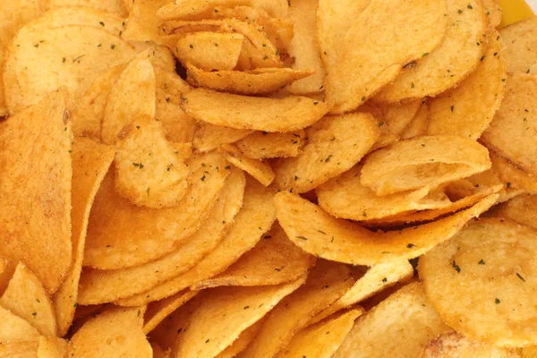 Kartoffelchips Makro Foto Hintergrund Leckerer Snack — Stockfoto