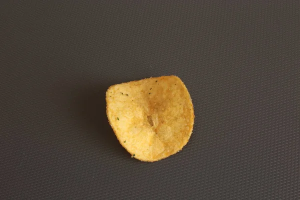 One Potato Chips Macro Photo Background Tasty Snack — Stock Photo, Image