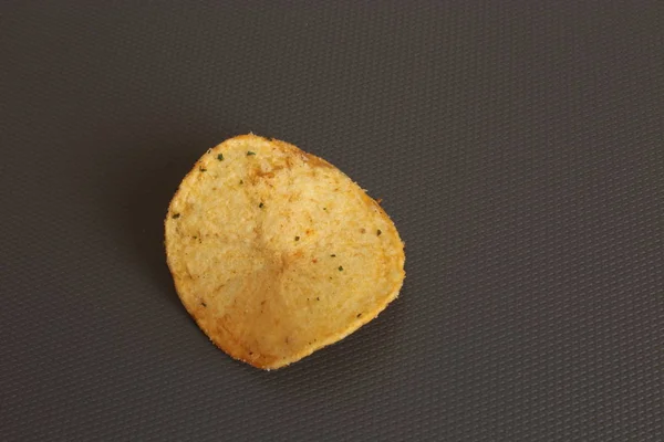 Een Aardappelchips Macro Foto Achtergrond Lekkere Snack — Stockfoto
