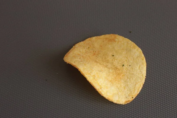 Ein Kartoffelchips Makro Foto Hintergrund Leckerer Snack — Stockfoto