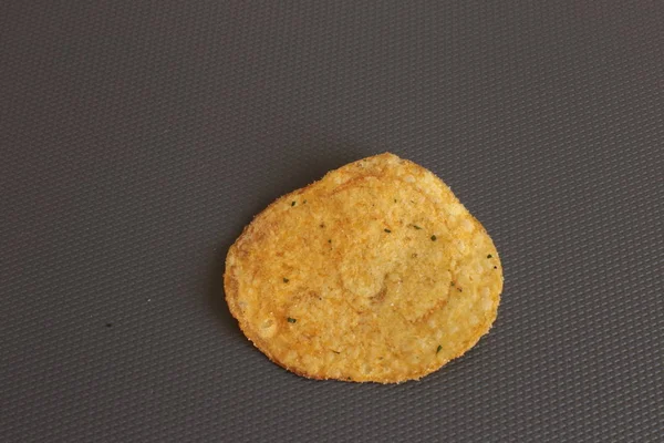 Ein Kartoffelchips Makro Foto Hintergrund Leckerer Snack — Stockfoto