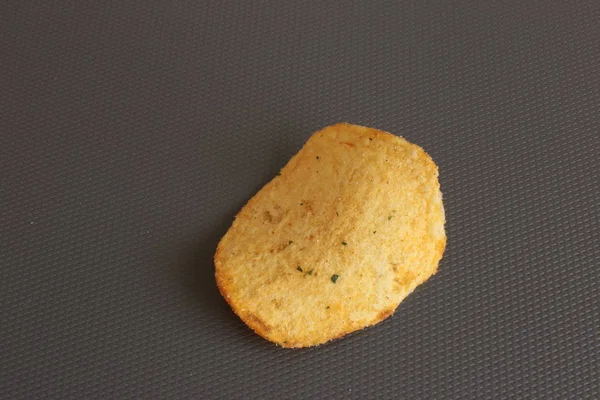 One Potato Chips Macro Photo Background Tasty Snack — Stock Photo, Image