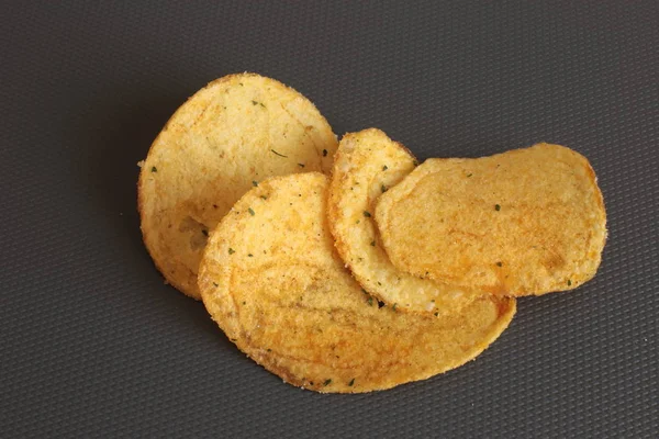 Potato Chips Macro Photo Background Tasty Snack — Stock Photo, Image